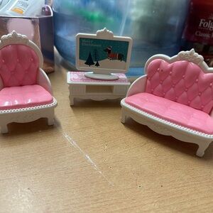 Pink and White Dollhouse Furniture Set